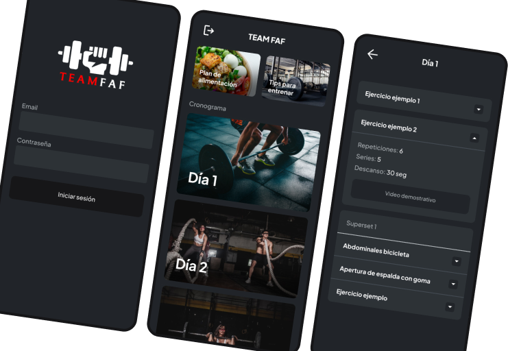 Team FAF — Workouts schedule & diet planification app